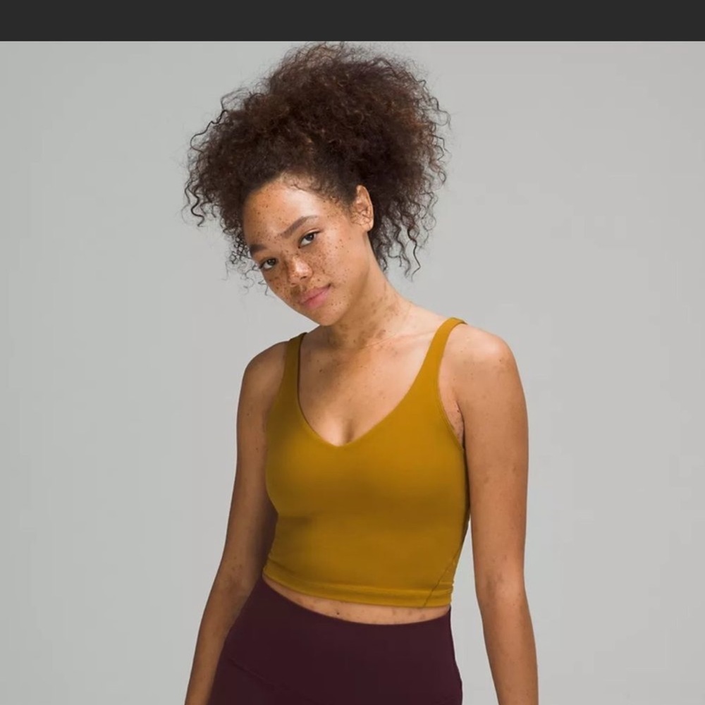 Lululemon Mustard Yellow V-Neck Align Cropped Tank